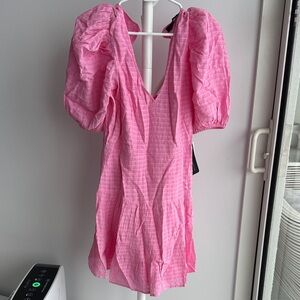 French Connection Bright Pink Puff Sleeve Blouse
